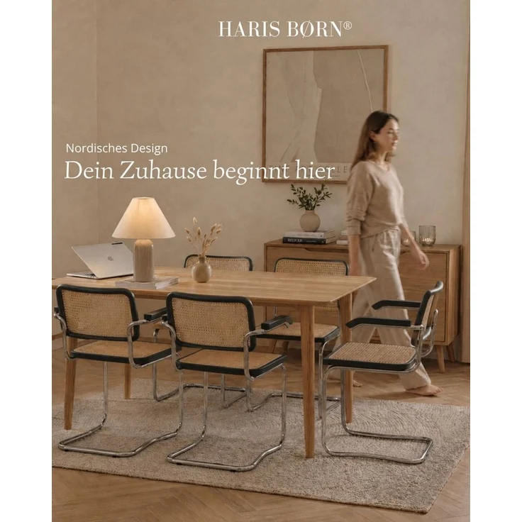 Haris Børn Freischwinger Wiener Geflecht - Handgefertigt in Italien - Premium Schwingstuhl (Set, 2 St), Hochwertige Freischwinger Stühle - Rattanstühle fürs Esszimmer – Bild 3