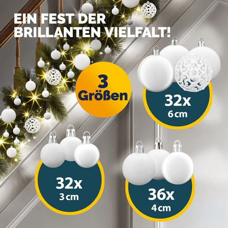 Casaria Weihnachtsbaumkugel (100 St), Weihnachtskugeln 100er Set Weihnachtsdeko matt glänzend glitzer – Bild 2