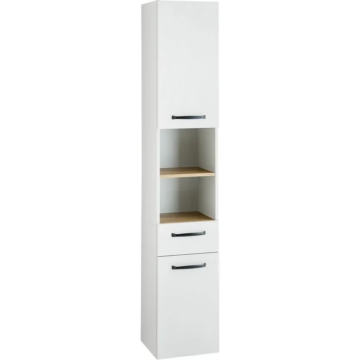 Saphir Hochschrank Quickset 500, Badschrank 32,4 cm breit 3 Einlegeböden, 1 offenes Fach, Badezimmer-Hochschrank – Bild 5