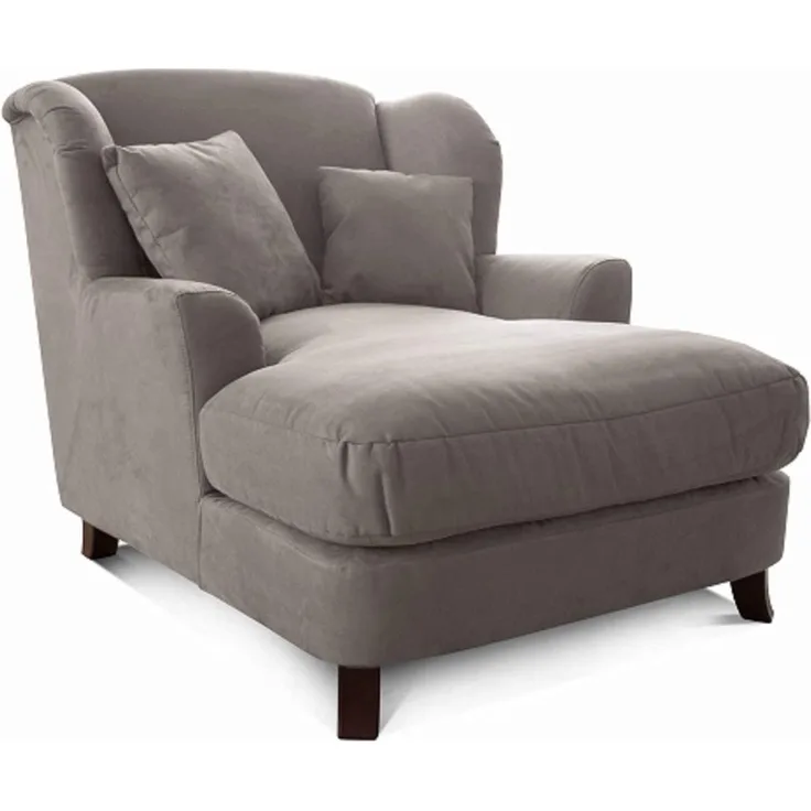 Cavadore XXL-Sessel Assado / Großer Polstersessel mit Holzfüßen und großer Sitzfläche / Inkl. 2 Zierkissen / 109 x 104 x 145 / Mikrofaser Anthrazit