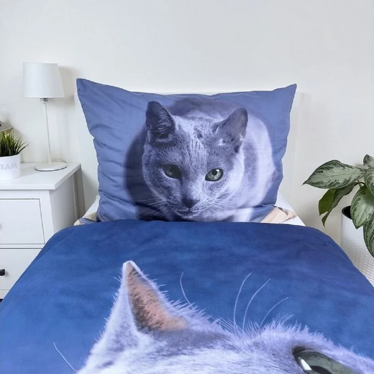 Dark Cat Baumwolle Bettwäsche – Bettbezug 140x200 cm & Kissenbezug 70x90 cm – Bild 2