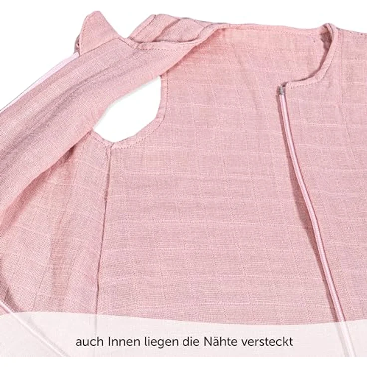 Makian Musselin-Schlafsack - Puder - 100 cm, atmungsaktiver Baumwollsack mit TOG-Wert 1,0 und durchgehendem Reißverschluss – Bild 5