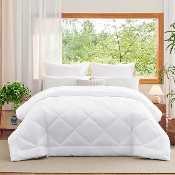 WAVVE Bettdecke 200x200 cm Ganzjahresdecke 4 Jahreszeiten, Steppdecke 300gsm Mikrofaser 200x200 cm, Super Weiche Zudecke Schlafdecke Atmungsaktive 200x200 Weiß – Bild 3