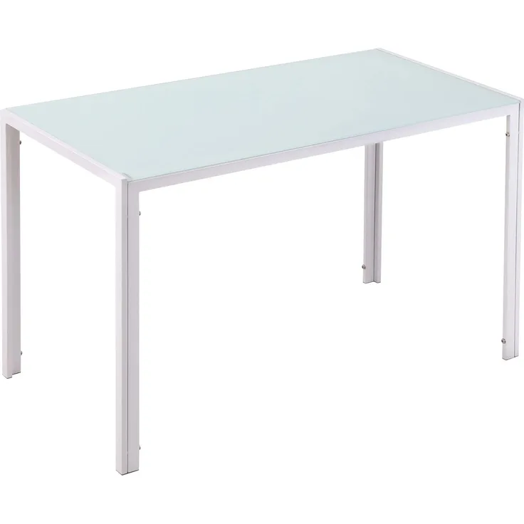 HOMCOM Esstisch 120x60 cm Küchentisch für 4 Personen Esszimmertisch mit Tischplatte aus Hartglas moderner Tisch für Küche, Esszimmer Wohnzimmer Weiß