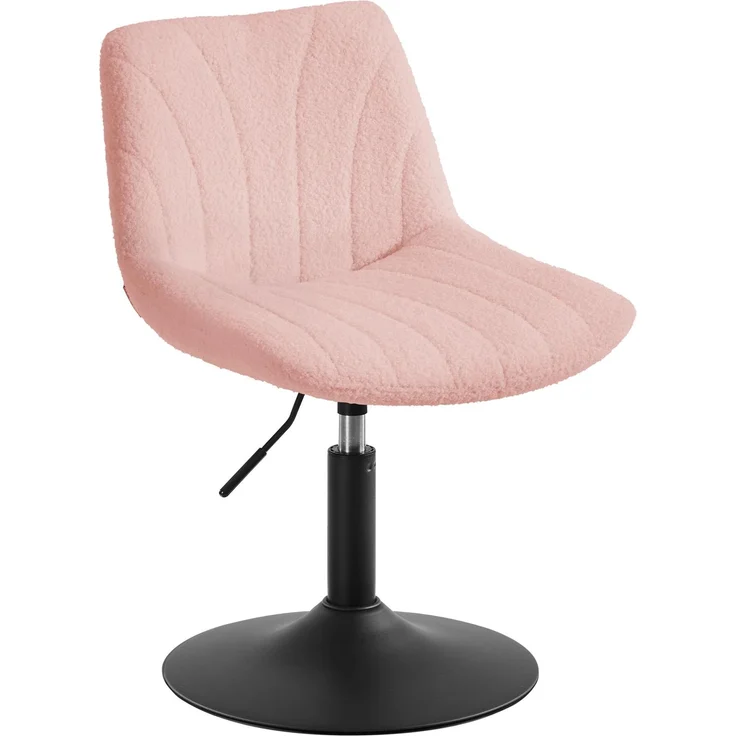 VASAGLE Schminkhocker, Schminkstuhl mit Rückenlehne, höhenverstellbar, um 360° drehbar, für Schlafzimmer, Esszimmer, Sherpa-Bezug, Pastellrosa LJB160S101