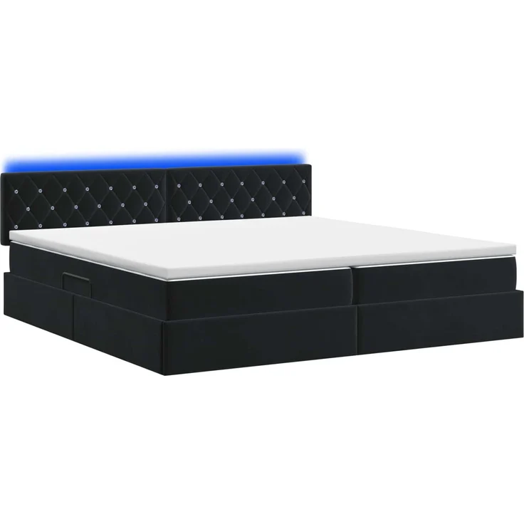 vidaXL LED-Speicherbett mit Matratze Schwarz 200x200 cm Samt 3459212 – Bild 9