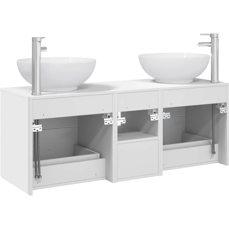 vidaXL Badezimmerschrank-Set 3 stk. Weiß 129 x 44,5 x 80 cm 3405899 – Bild 8