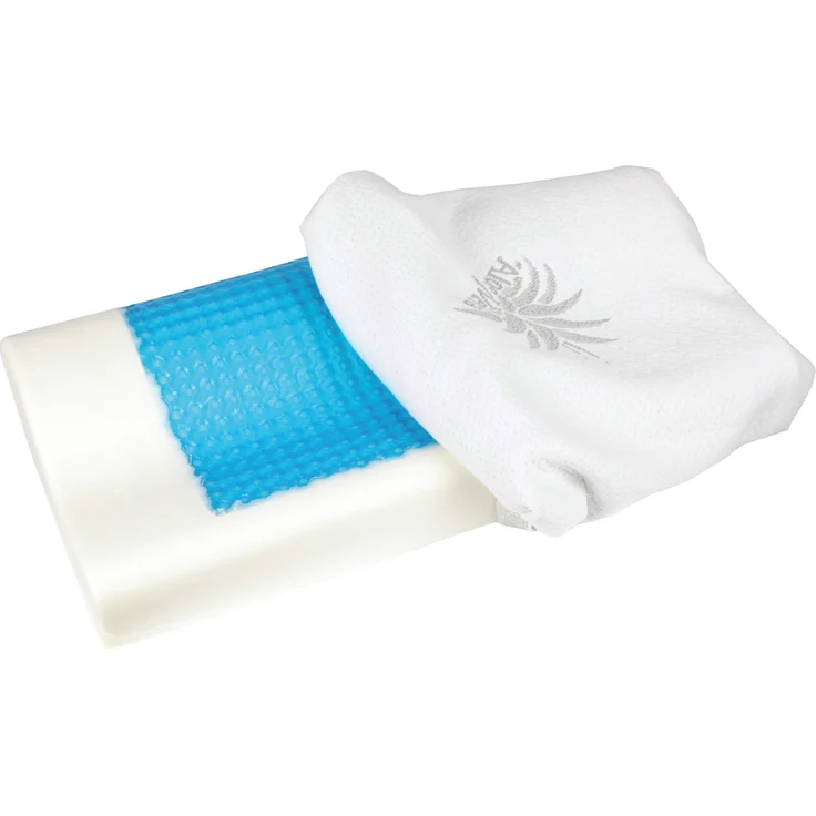 Nackenstützkissen "kühlende Gel Einlage" ( 60cm x 30cm x 10/7cm ), Nackenkissen mit Memory Foam, Aloe Vera veredelter Bezug, Gesundheitskissen – Bild 2