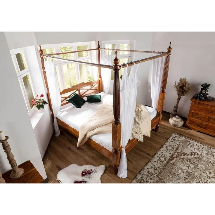 Himmelbett Akazie 200x200x224 honig lackiert OXFORD #0247 – Bild 2