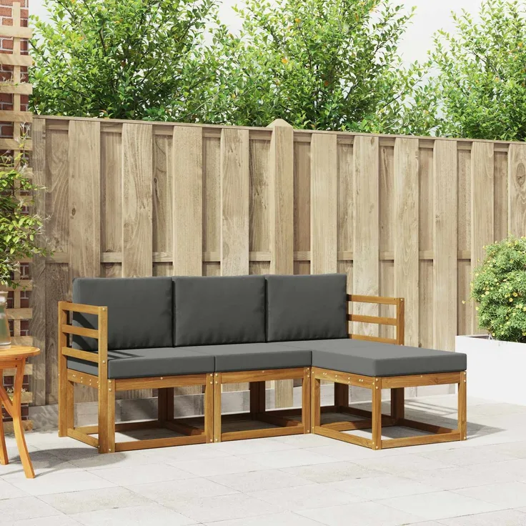 vidaXL Outdoor-Sofagarnitur 4 stk. 3-Sitzer Natur und Anthrazit 3366205