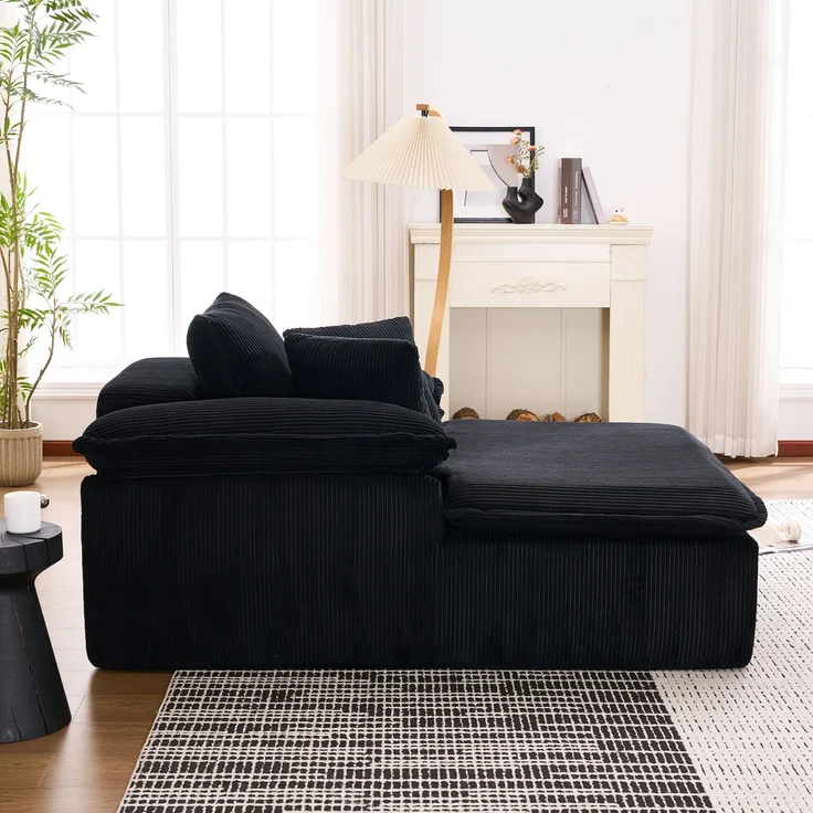 Großes Cord Sofa Cloud Form, rahmenloses Loungesofa,High-Density Schaum, kein Aufbau, 177x122 cm,ergonomisch,weich,Schwarz – Bild 4