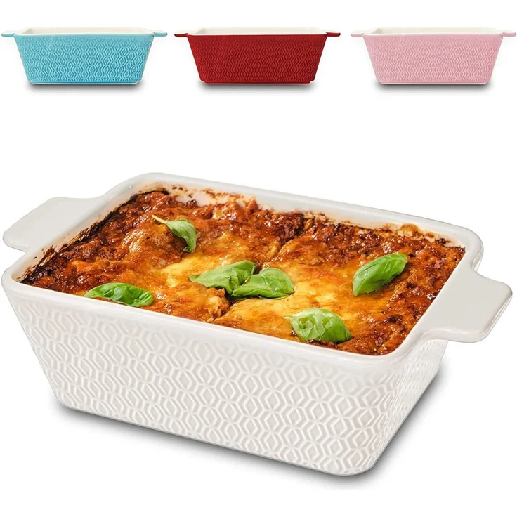 Praknu Auflaufform Auflaufform aus Keramik für 2 Personen - Für Lasagne, Tiramisu, Keramik, (1-St), Für 2 Personen Lasagne, Tiramisu & Auflauf - Hoher Rand - Eckig – Bild 5