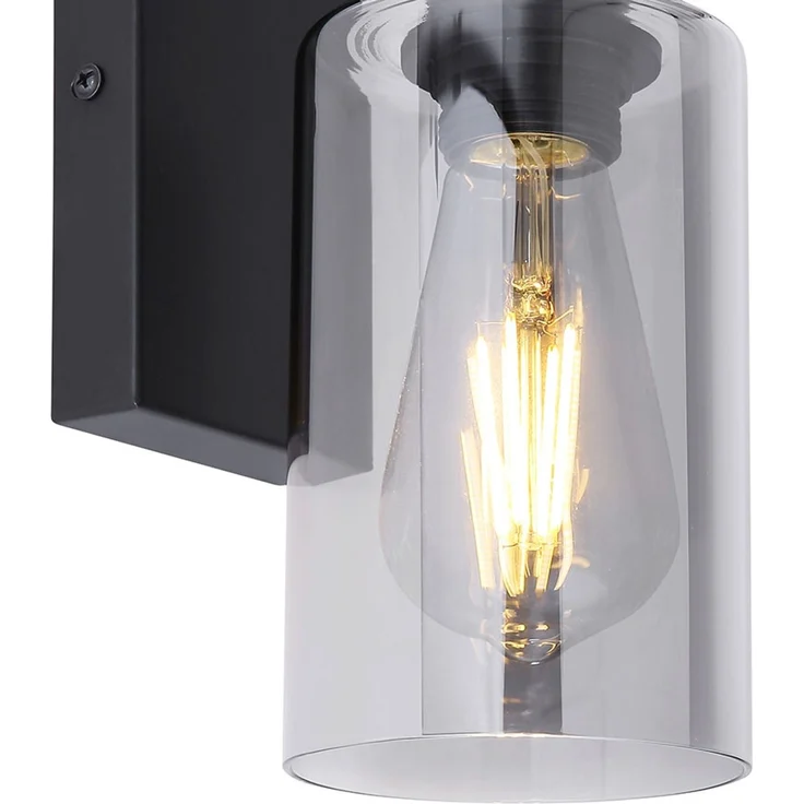 2x Wandstrahler, Glas, rauch, schwarz matt, H 23 cm – Bild 10