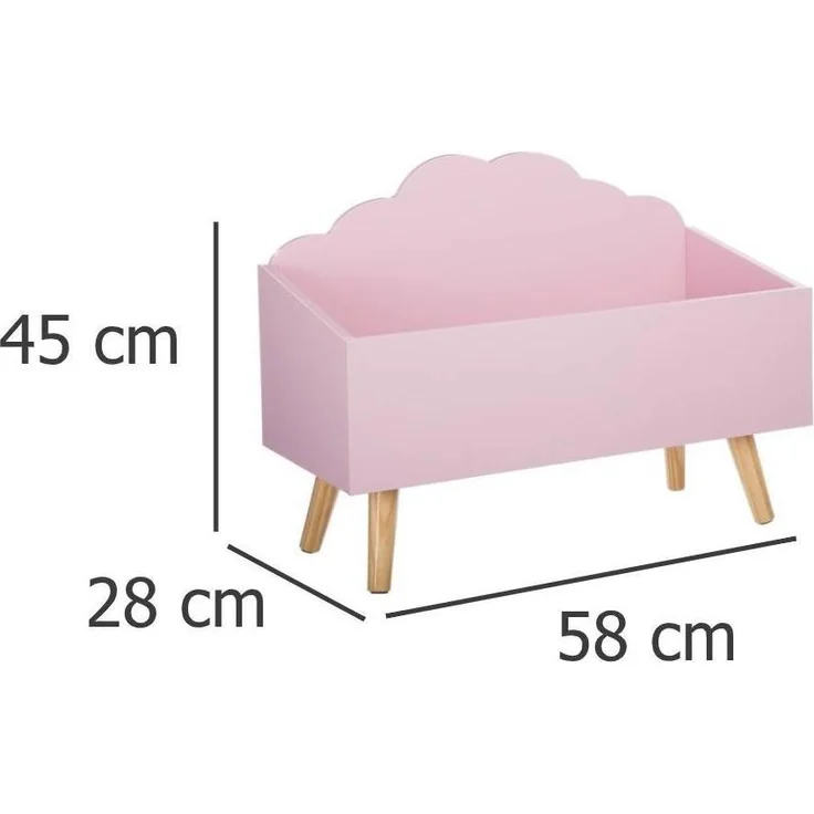 Aufbewahrungskiste für Kinderzimmer, Spielzeugkiste, 58 x 28 x 45 cm, Wolken-Motiv, MDF – Bild 9
