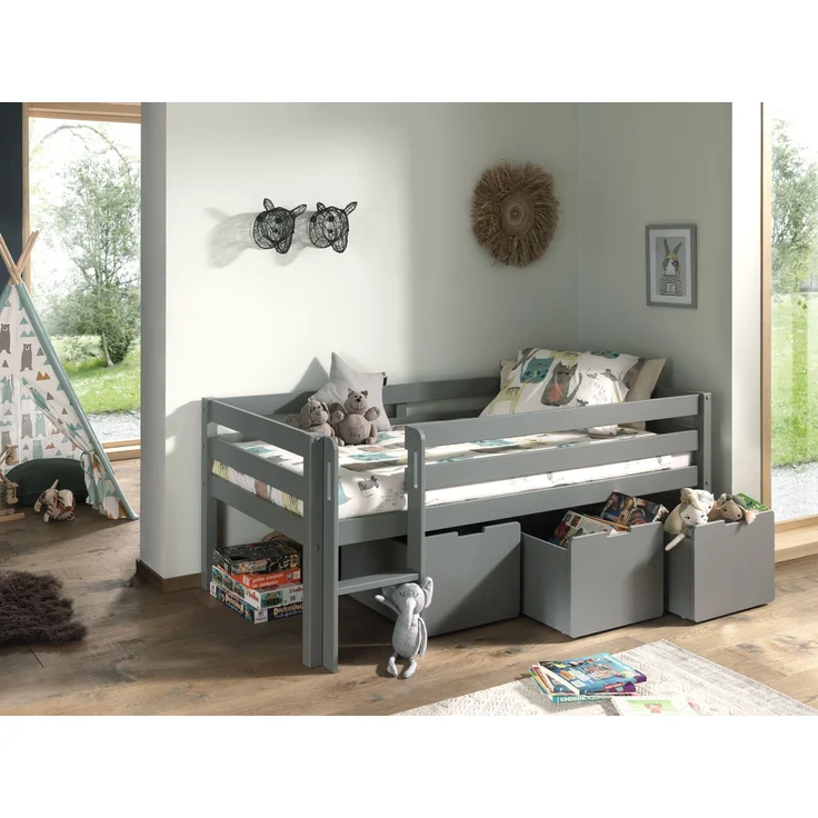 Kojenbett Karolina 208x105x83 Kinderbett Massivholz Grau – Bild 4