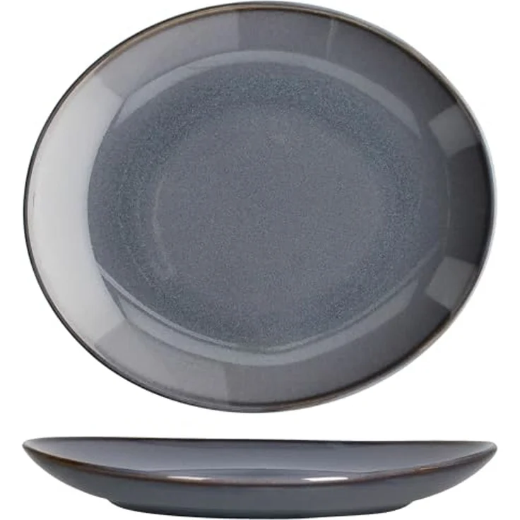 MÄSER Frühstücksteller Mäser 6x Natural Kuchenteller oval Steingut Frühstücks-Teller blau – Bild 4