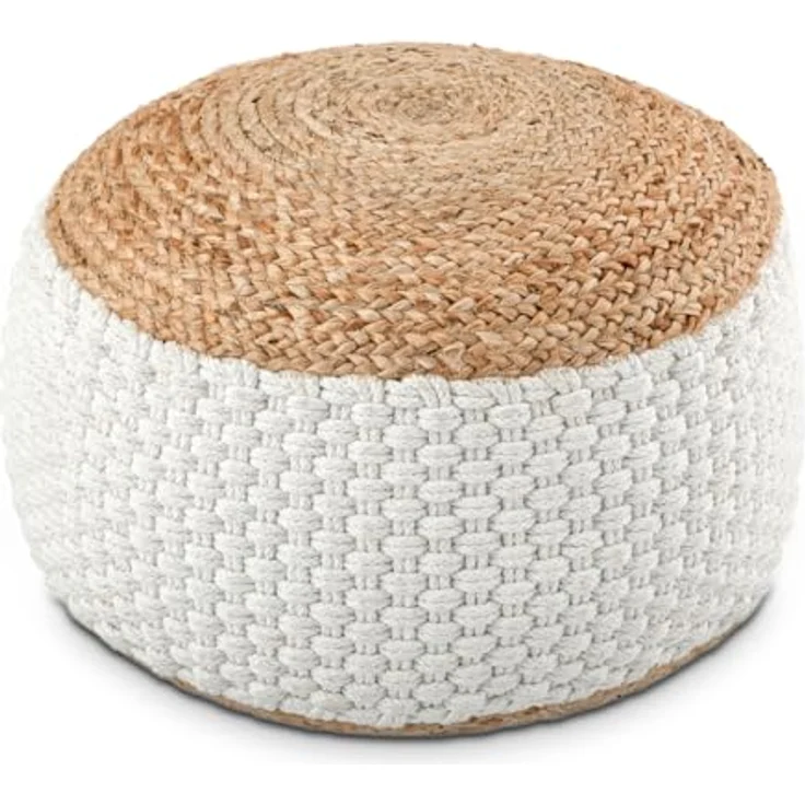 Amagohome Sitzhocker Sitzhocker Sitzpouf Jute Bodenkissen rund quadratisch Deko Hocker Fußh – Bild 2