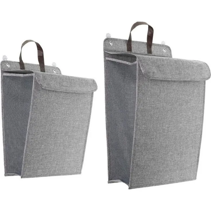 Gravidus Wäschesack 2er Set Wäschesammler mit Deckel in Grau aus Baumwolle und Kunststoff
