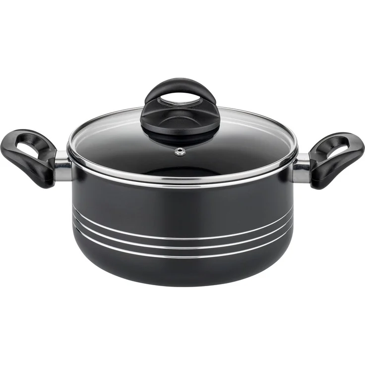 GSW Topf-Set Milano Nero, Aluminium (Set, 15-tlg, je 1 Kochtopf 16/20/2 cm, 1 Stielkasserolle 16cm, je 1 Pfanne 24/28cm), Induktion, inkl. 5-teiliges Küchenhelfer-Set – Bild 2