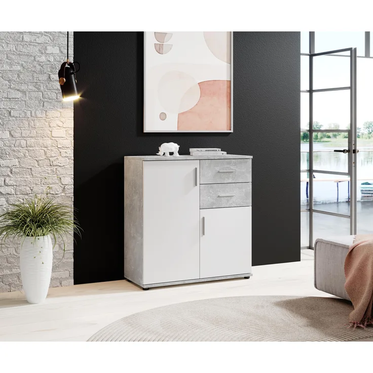 Kommode >Freida< (B/H/T 80 x 82 x 35 cm) in Beton - 80x82x35cm (BxHxT)