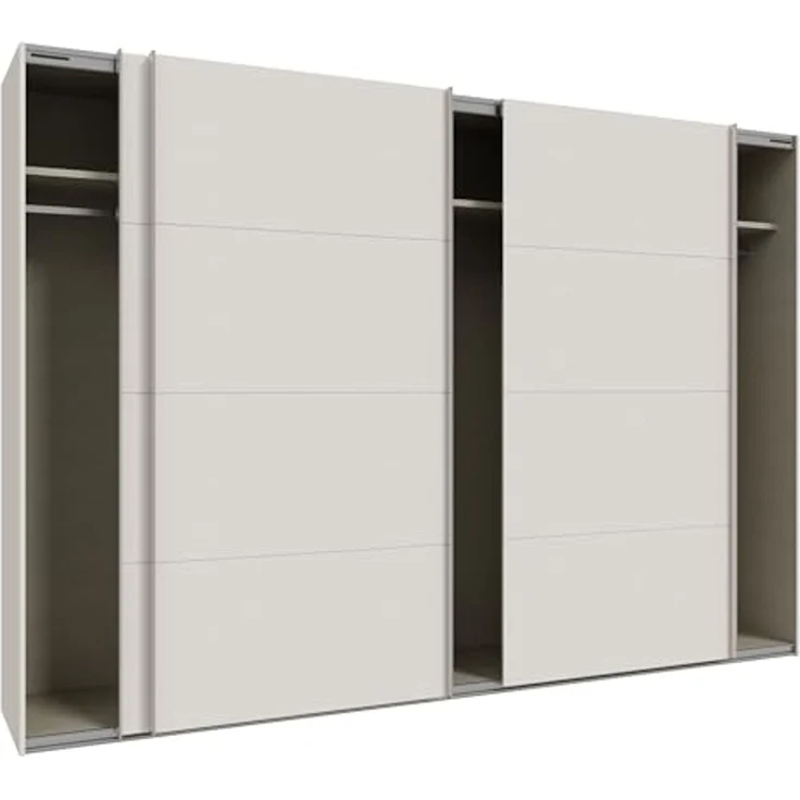 Forte SOPHISTISPACE Kleiderschrank 300, moderner Schwebetürenschrank, 3-türig, Einlegeböden, Kleiderstangen, Holzwerkstoff, Kaschmir|Beige, 299,8 cm breit x 210,5 cm hoch x 62,9 cm tief – Bild 6