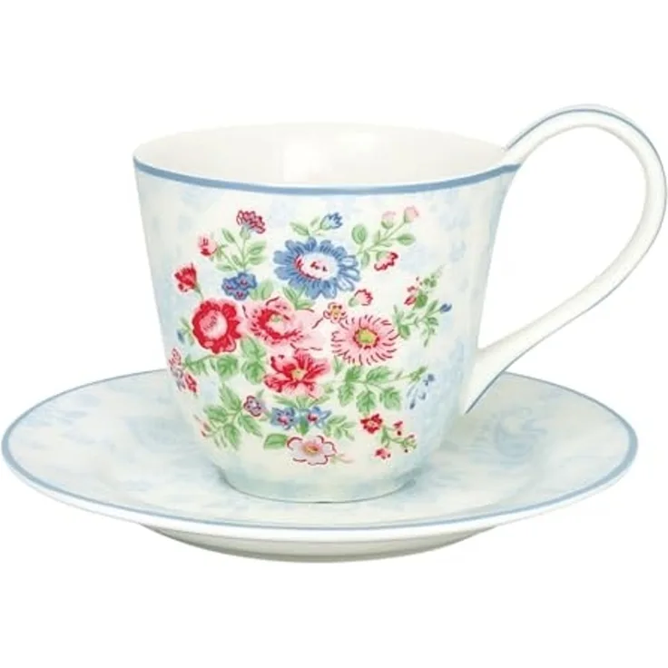 Greengate Tasse Ailis Tasse mit Untertasse white 270 ml, Steingut