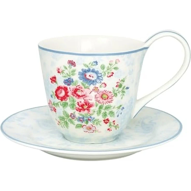 Greengate Tasse Ailis Tasse mit Untertasse white 270 ml, Steingut – Bild 1