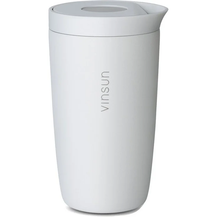 Vinsun Thermobecher Edelstahl Isolierbecher 350ml - Kaffeebecher to Go auslaufsicher, 2-tlg, Edelstahl, Doppelwandig, BPA frei, bruchfest, Einhandbedienung per Knopfdruck – Bild 5