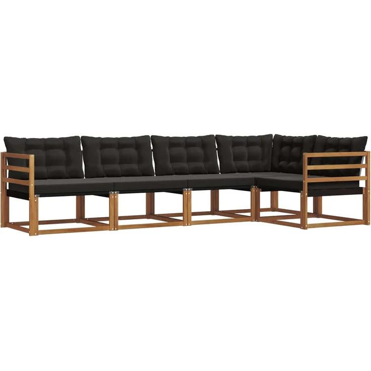 vidaXL Outdoor-Sofagarnitur 5 stk. 5-Sitzer Natur und Schwarz 3369447 – Bild 2