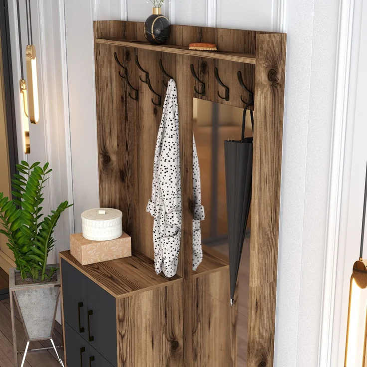 Skye Decor 'Berlin BC - Walnut, Anthracite' Garderobe, Walnuss / Anthrazit, 120 x 200 x 35 cm – Bild 4