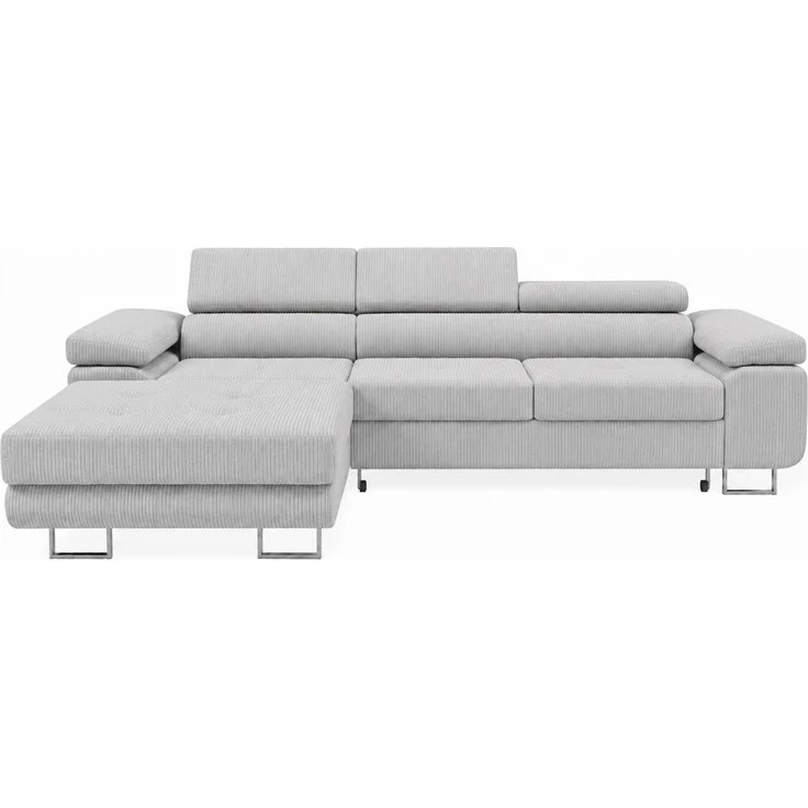 KRISAN MÖBEL Ecksofa PASSANO in Hellgrau 275 x 90 x 202 cm, Linke Ausführung mit Schlaffunktion und Bettkasten – Bild 3