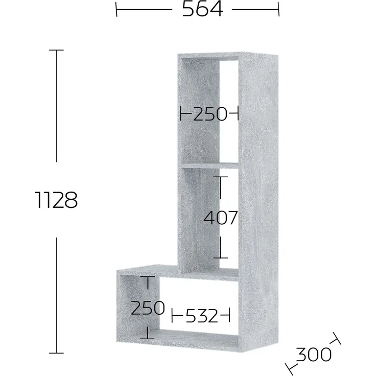Shefa Raumteiler Regal Tetris - Modernes Wohnzimmerregal in Beton Grau