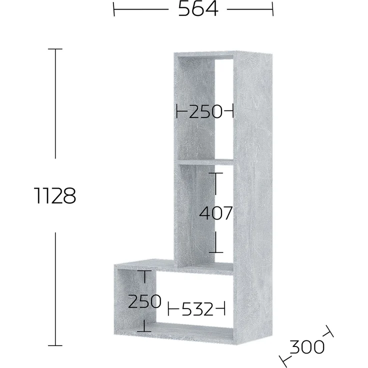 Shefa Raumteiler Regal Tetris - Modernes Wohnzimmerregal in Beton Grau – Bild 1