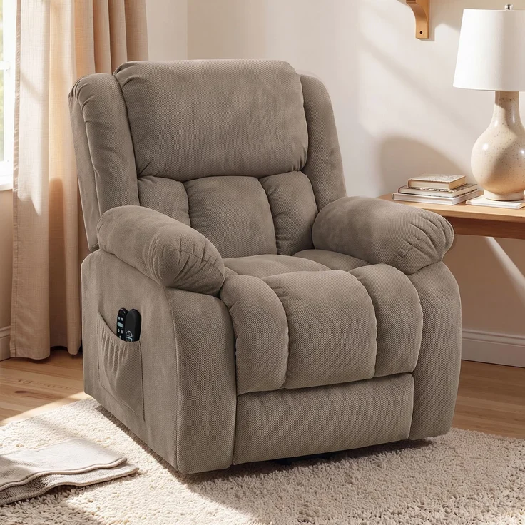 Wohnora-Fernsehsessel mit Aufstehhilfe Elektrisch Relaxsessel Hellbraun,H 1000cm x T 930cm x B 1040cm,Brown – Bild 3