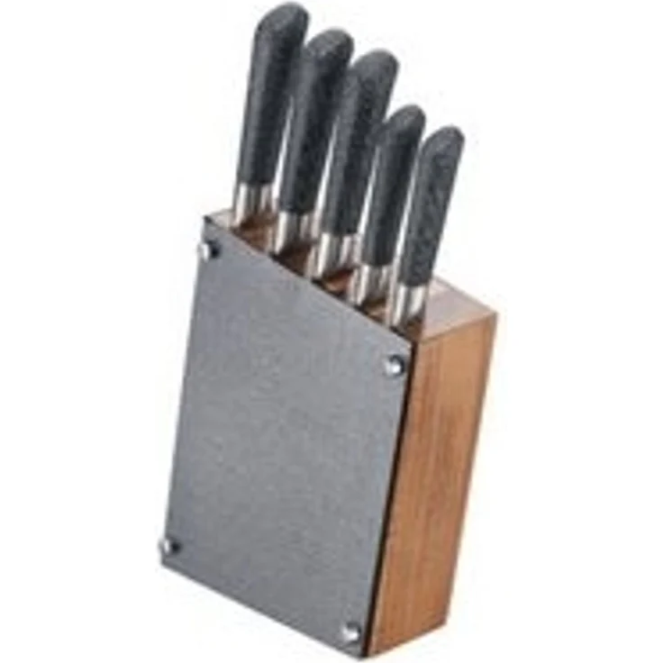 6 tlg. Messer-Set aus Edelstahl mit Holzblock in Carbon Optik in Schwarz – Bild 4