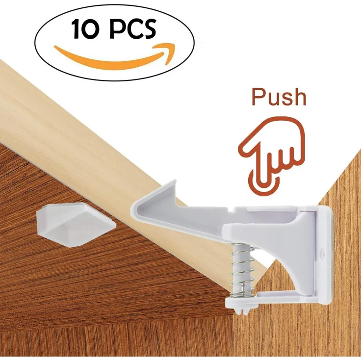 Surplex 10er Pack Kindersicherung Schrank Schloss, Baby Sicherheit unsichtbare Schranksicherung für Schubladen und Schranktüren, Montage ohne Bohren und Schrauben (weiß) – Bild 8