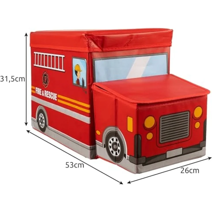KRUZZEL Spielzeugtruhe Feuerwehr Spielzeug Aufbewahrungsboxen (Spar-Set, 1 St, faltbar), platzsparend verstaubar, aus pflegeleichtem Material gefertigt – Bild 2
