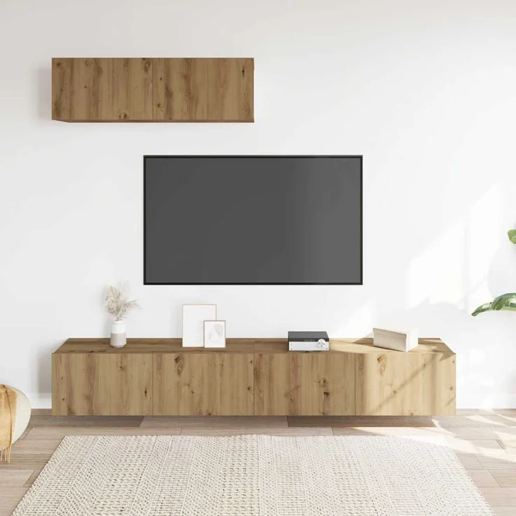 3 pcs TV-Wandschrank, TV Hängeboard Hängeschrank Artisan-Eiche 100x30x30 cm Holzwerkstoff – Bild 3
