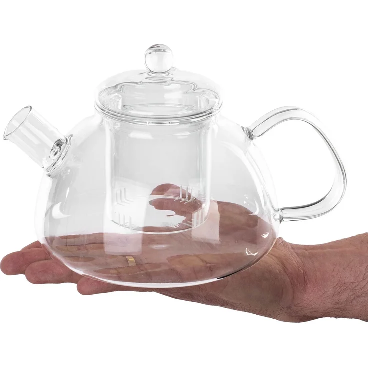KADAX Teekanne aus Glas 1.3L, hitzebeständig, Glaskanne mit Siebeinsatz für losen Tee, Glasteekanne mit Deckel und Sieb, Teebereiter, Kanne mit Teesieb – Bild 4