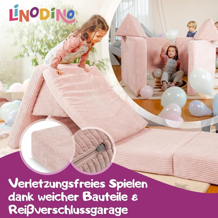 Linodino Kindersofa Spielsofa I aus Schaumstoff Bausteine I Spielcouch für Kinder, 3 Jahre Garantie – Bild 3