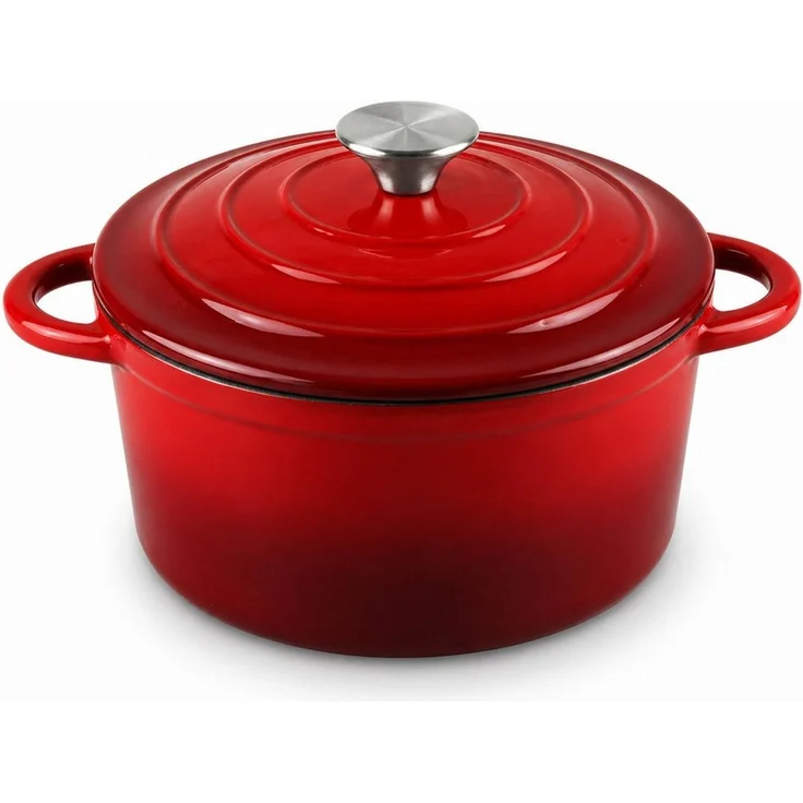 Annastore Bräter Gusseisen Topf emailliert mit Deckel Bräter Brotbacktopf Brottopf, Ofenfest bis 260 Grad, Für Induktion, Gas, Ceran, Elektro, Ofen – Bild 1
