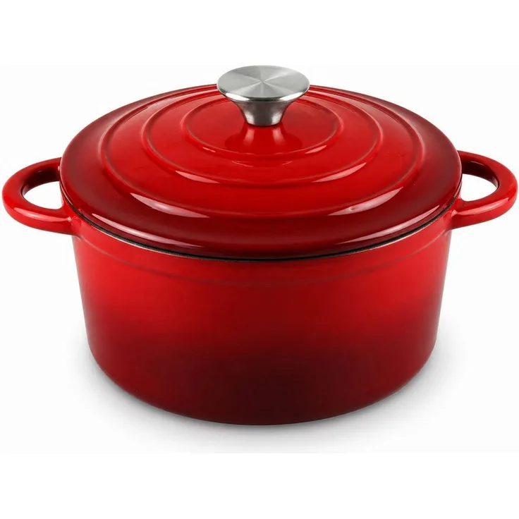 Annastore Bräter Gusseisen Topf emailliert mit Deckel Bräter Brotbacktopf Brottopf, Ofenfest bis 260 Grad, Für Induktion, Gas, Ceran, Elektro, Ofen