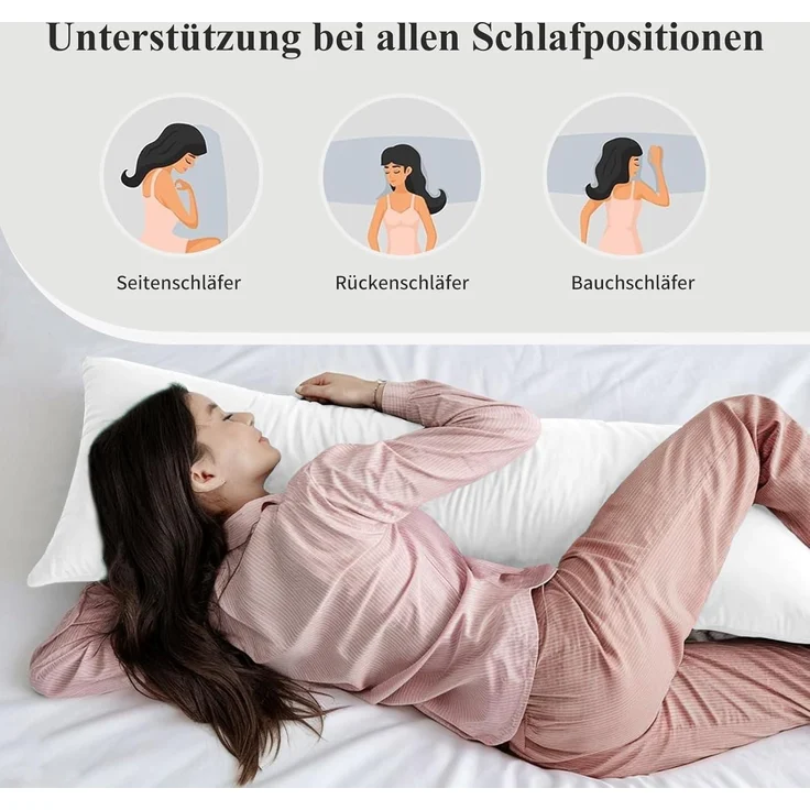 Kissenbezug Seitenschläfer Reißverschluss Mikrofaser 2er 40x145 Weiß – Bild 4