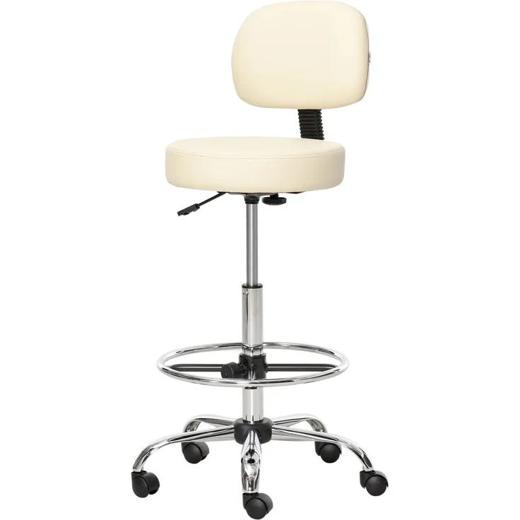 Barhocker, Gepolstert Barstuhl mit Metallgestell, Lehne, aus Kunstleder, Höhenverstellbare Küchenstühle mit Fußstütze 360° Drehbar Tresenhocker für Küche, Wohnzimmer, Esszimmer Beige--Beige--104x57x56cm--YOUDENOVA