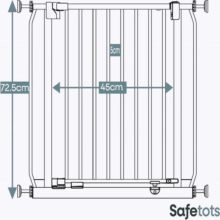 Safetots Elite Sicherheitsschutzgitter, 80cm - 89cm, Mattweiß, Treppenschutzgitter mit Druckmontage, Sicherheitsbarriere, Einfache Installation – Bild 3
