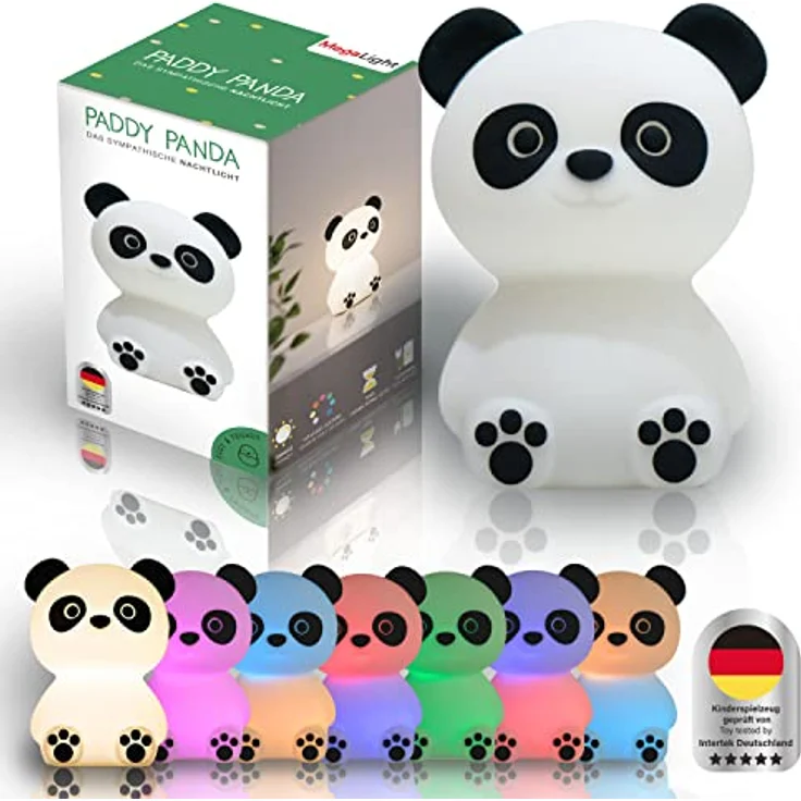 MegaLight LED Nachtlicht Kinder RGB-Farbwechsel | Nachtlicht Baby ohne verschluckbare Kleinteile | Stilllicht dimmbar Timer | Nachtlampe für Kinderzimmer Touch USB | Paddy Panda – Bild 2