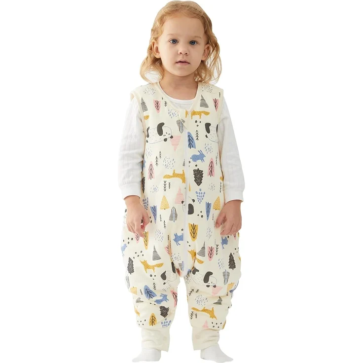 Duomiaomiao Schlafsack mit Beinen Baby Unisex Winter Schlafsack,mit füßen,entspricht TOG 2.5,100% Baumwolle, Ganzjahres Schlafsack Baby – Bild 1