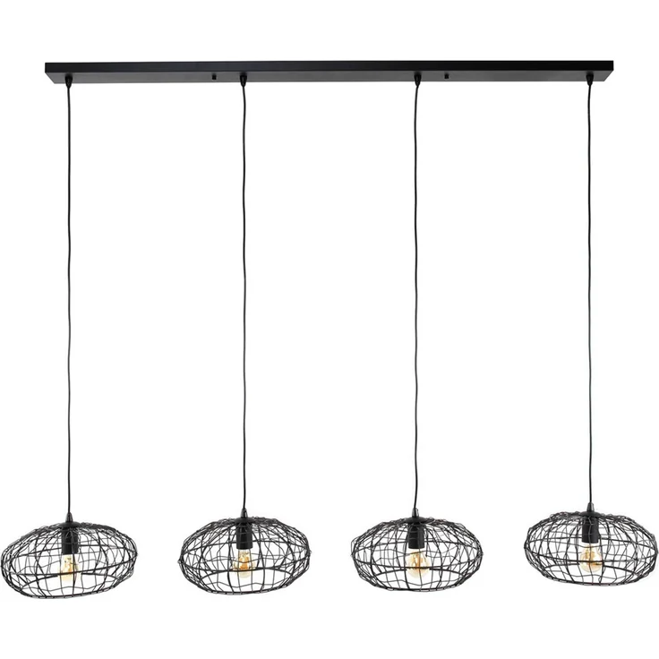KAWOLA Hängeleuchte LIMEIRA Hängelampe 4-flammig Metall schwarz 150 x 34 x 170 cm – Bild 3