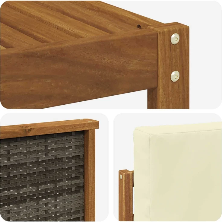 vidaXL Outdoor-Sofagarnitur 6 stk. 5-Sitzer Natur und Creme 3384376 – Bild 6