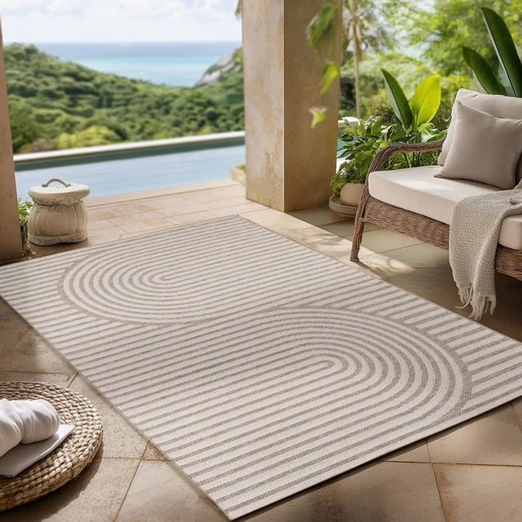 Carpettex Outdoorteppich Boho Design, Rechteckig, Höhe: 5 mm, Outdoor Teppich Wetterfest Modern Design Wohnzimmer Küchen Terrasse – Bild 4